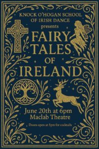Fairy tales of Ireland poster graphic by Knock O'Hogan Irish Dance